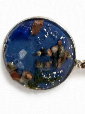 Inukshuk Pendant Necklace 3 Blue Sea Glass Handmade Newfoundland
